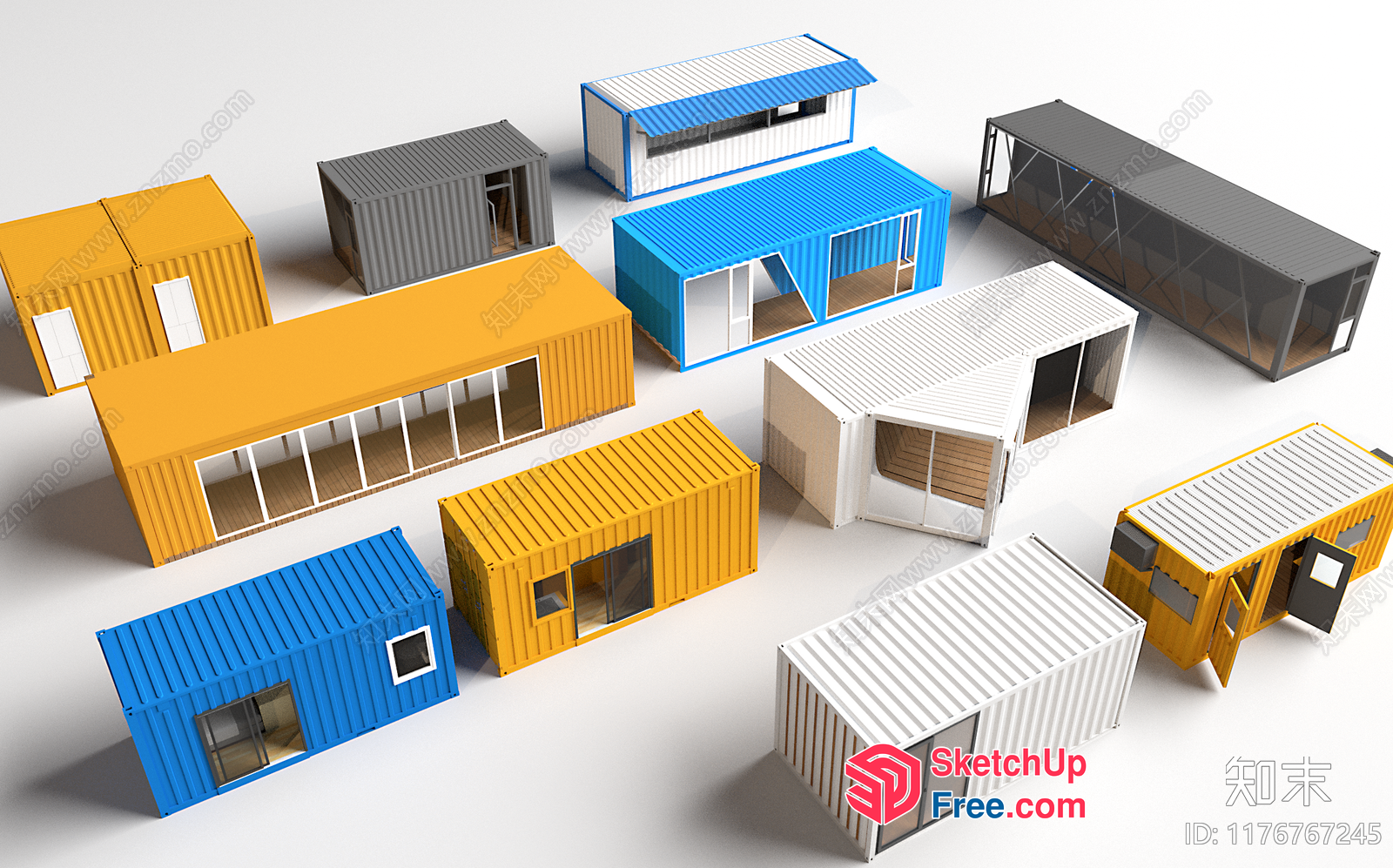 Shipping Container Miniature Buildings 3D SketchUp File