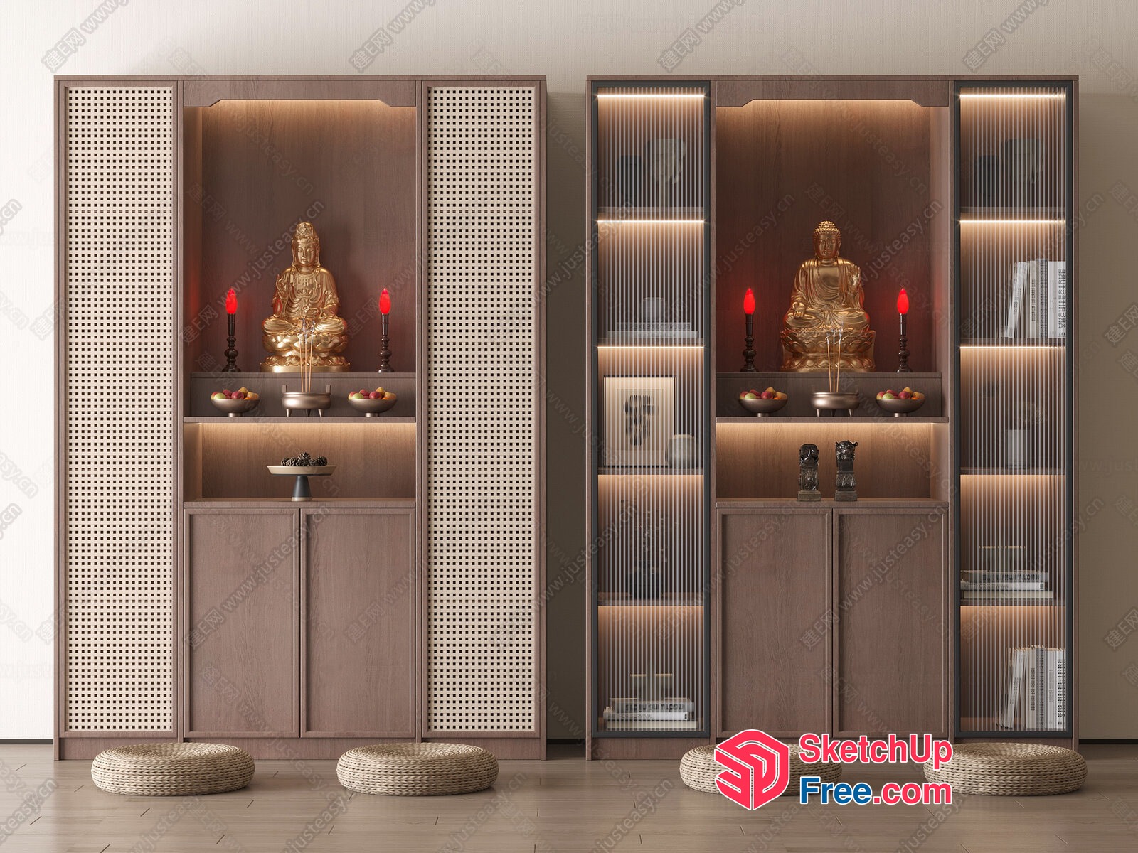 Asian-Inspired Display Cabinets 3D SketchUp File