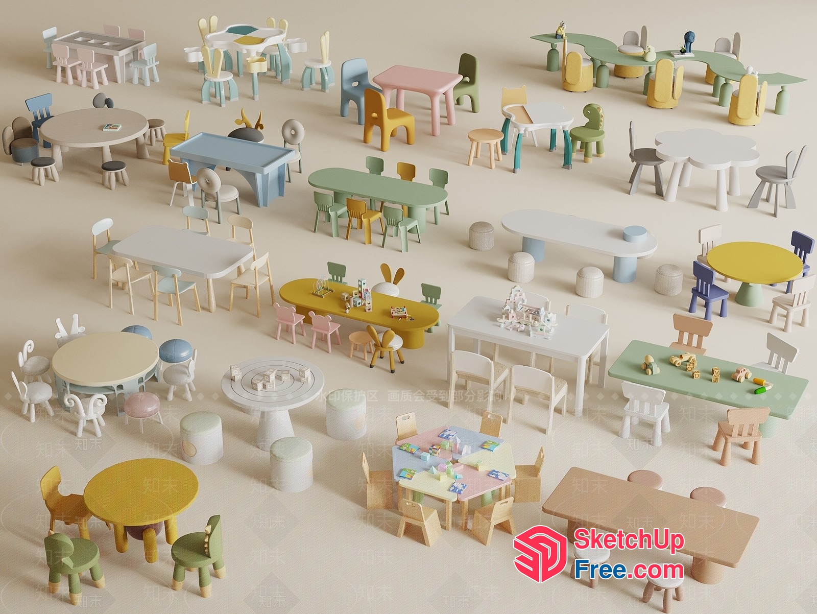 Colorful Children'S Furniture Collection 3D SketchUp File