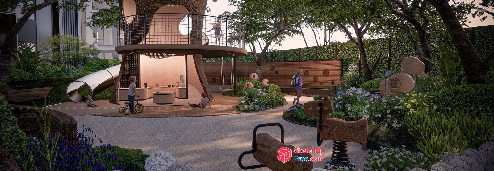 Serene Modern Treehouse Play Area For Kids 3D SketchUp File