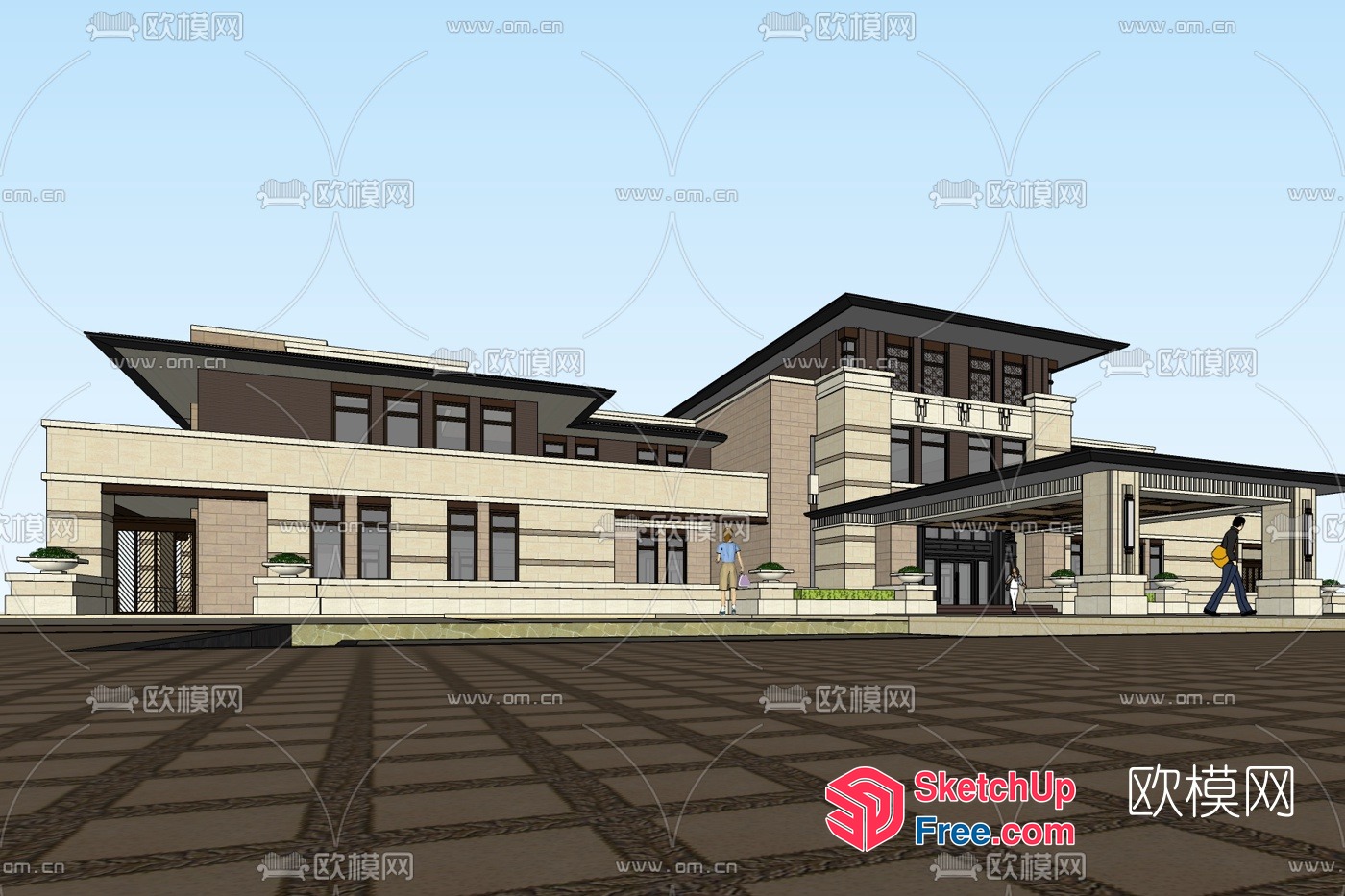 Exterior Building With Modern Architecture 3D SketchUp File