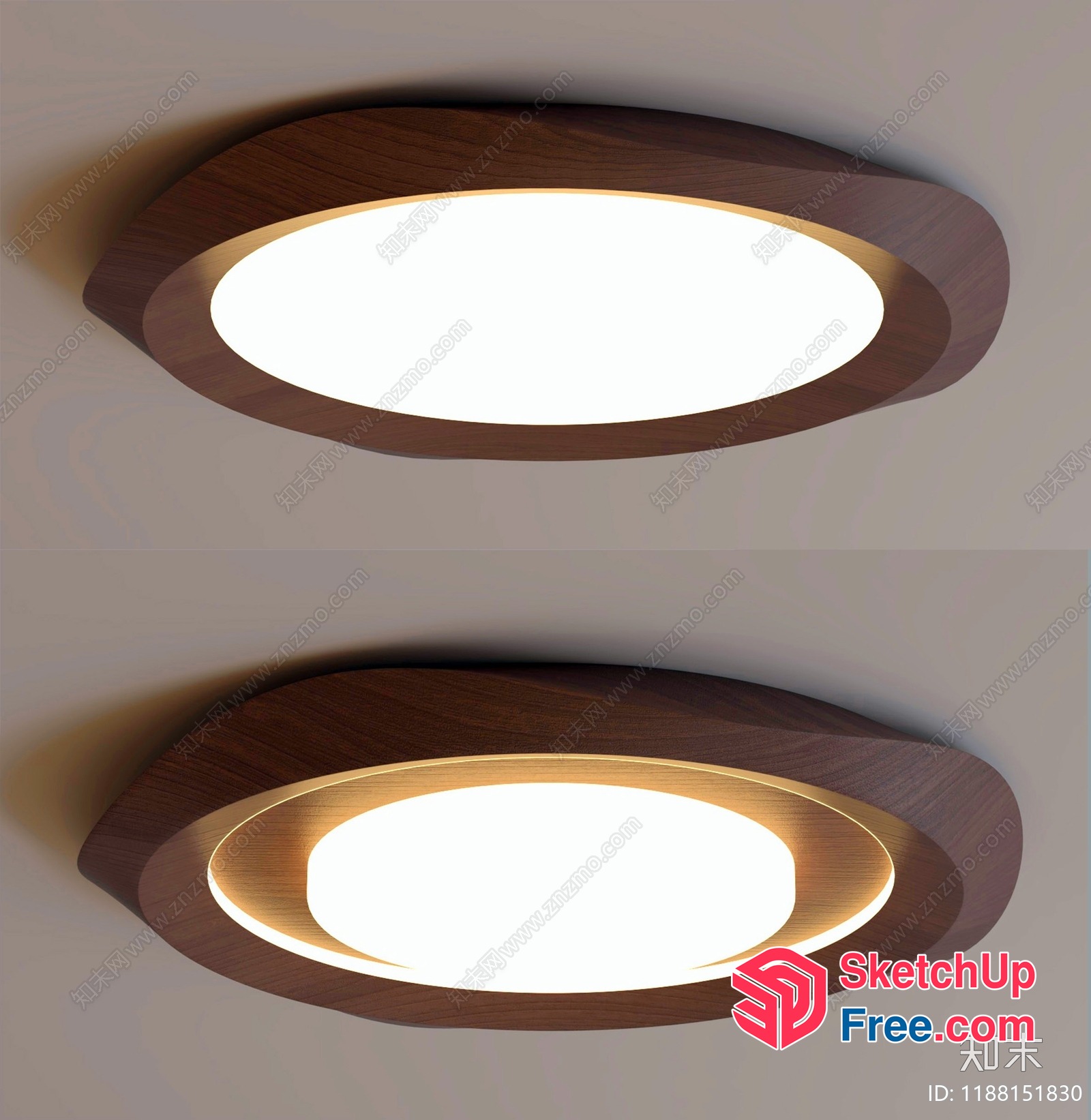 Oval-Shaped Wooden Ceiling Light Fixture 3D SketchUp File