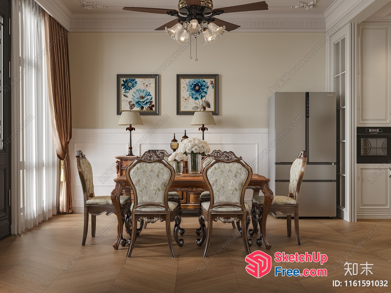 Classic Dining Room With Elegant Furniture And Decor 3D SketchUp File