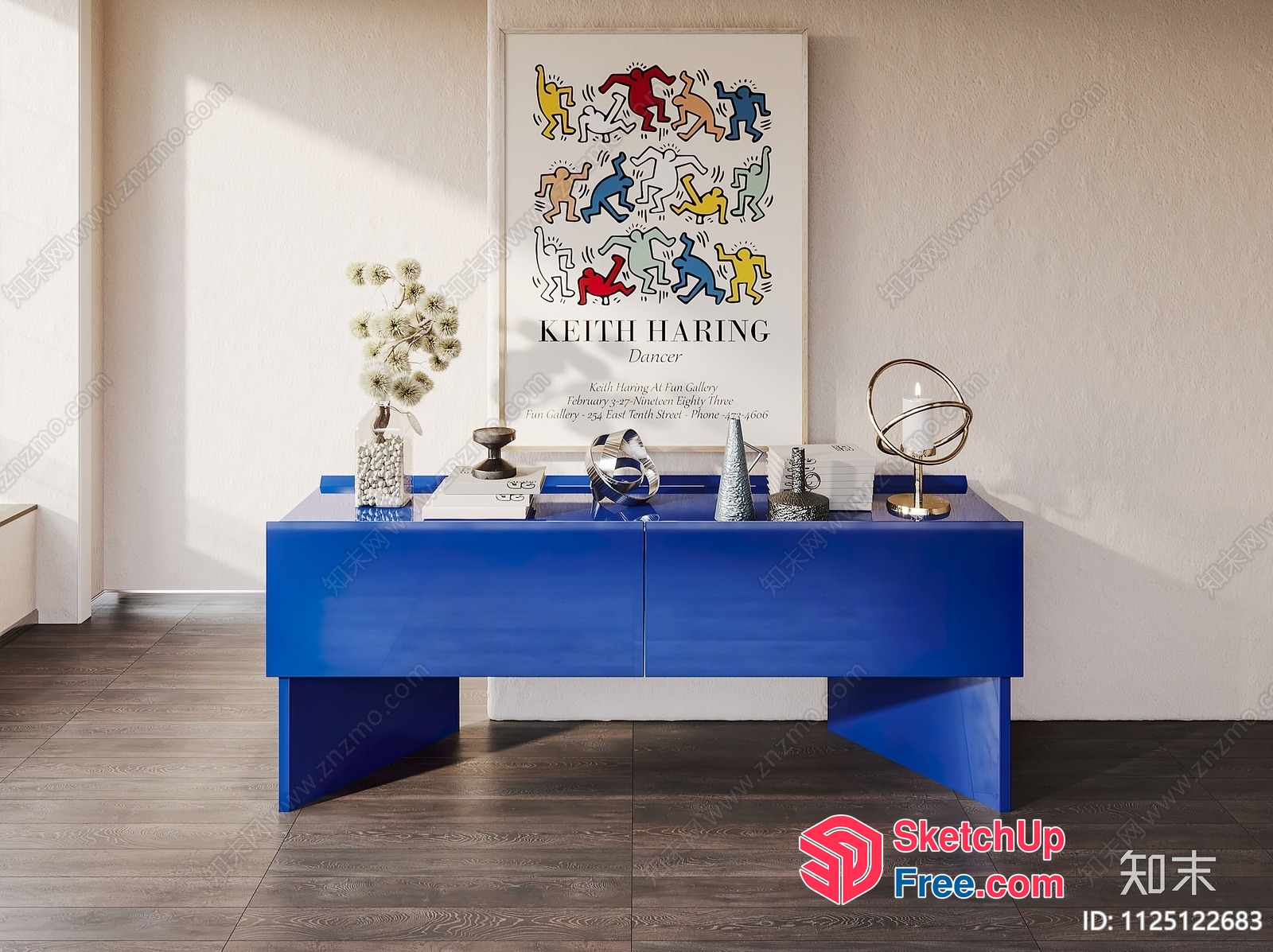 Modern Minimalist Living Room Decor With Contemporary Art 3D SketchUp File