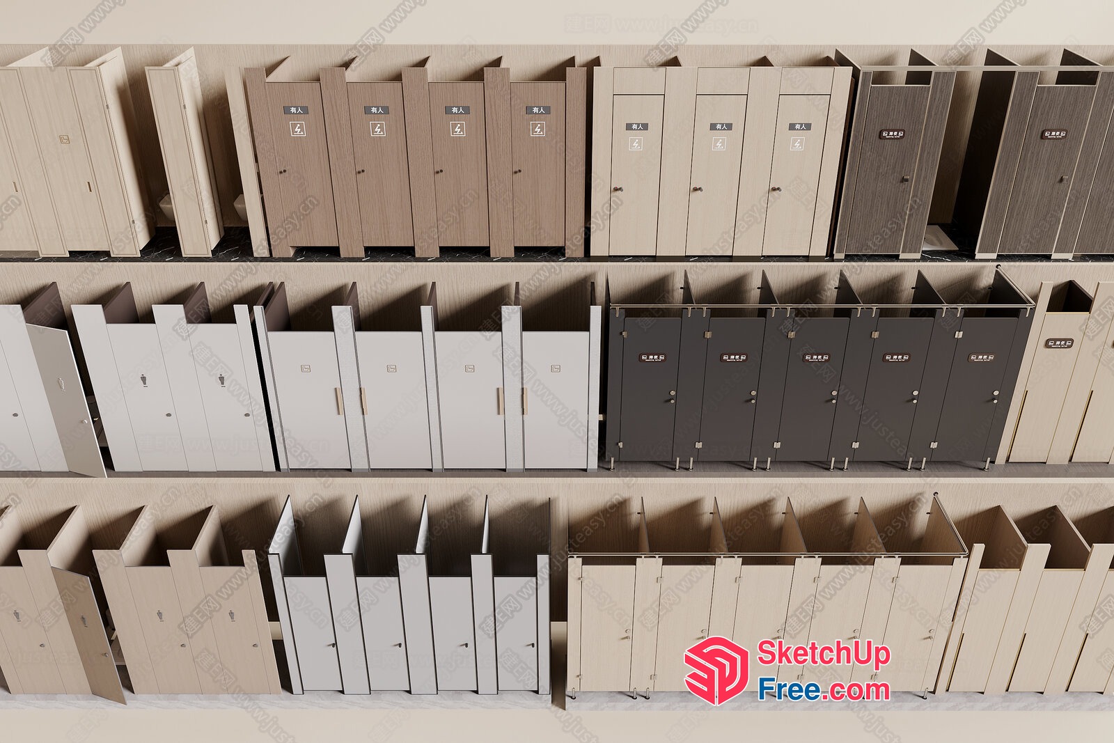 Modern Bathroom Lockers With Various Colors And Styles 3D SketchUp File