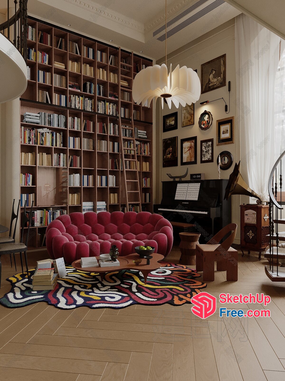Vibrant Living Room With Eclectic Decor And Modern Furniture 3D SketchUp File