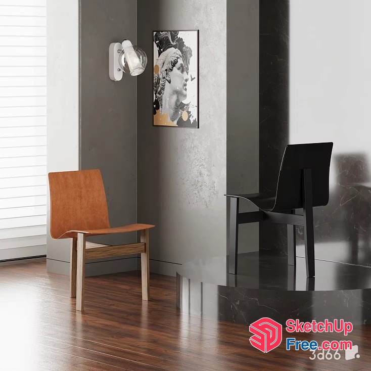 Interior Corner With Chairs And Artwork 3D SketchUp File
