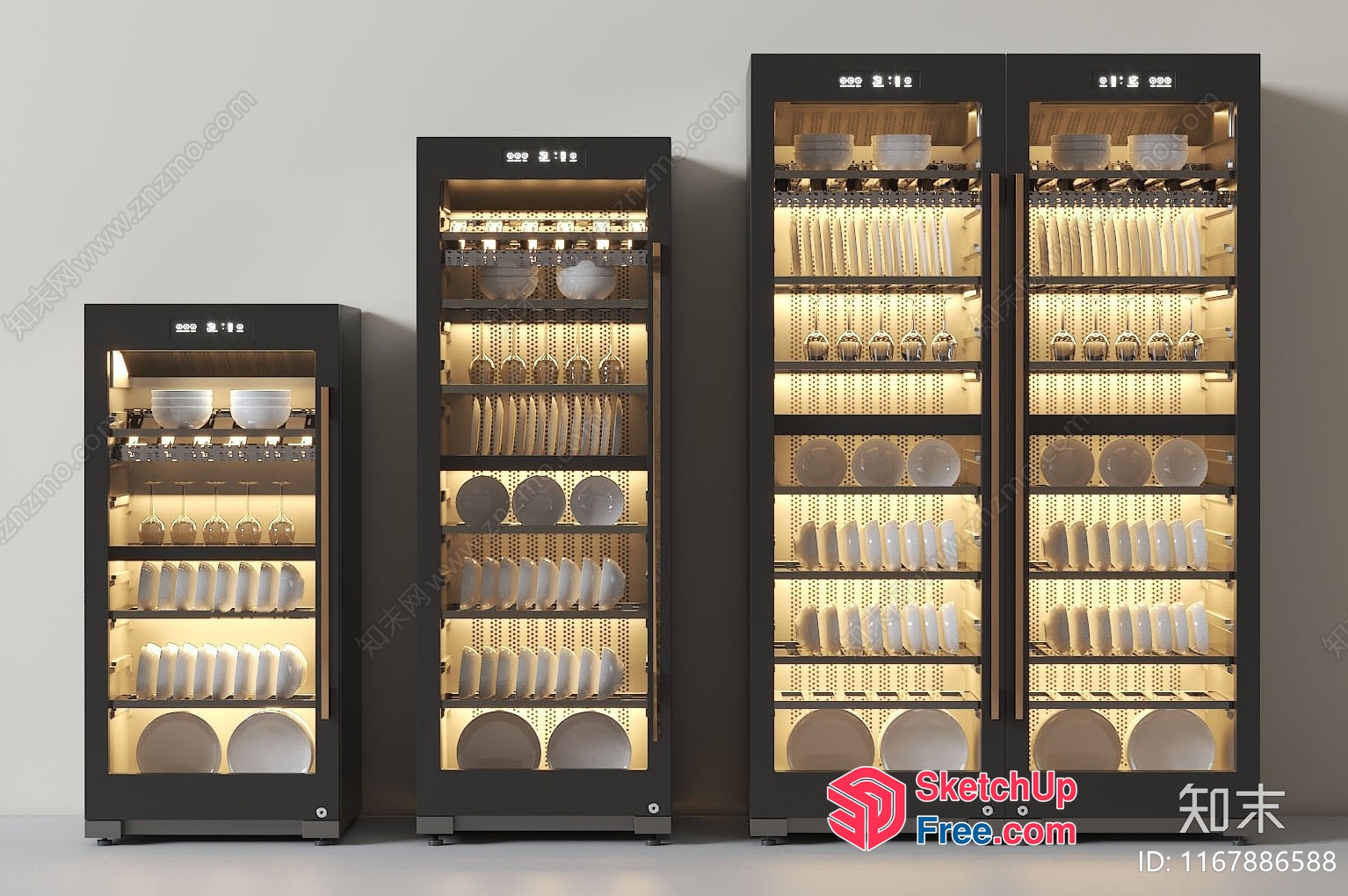 Modern Minimalist Storage Space For Plates And Glasses 3D SketchUp File