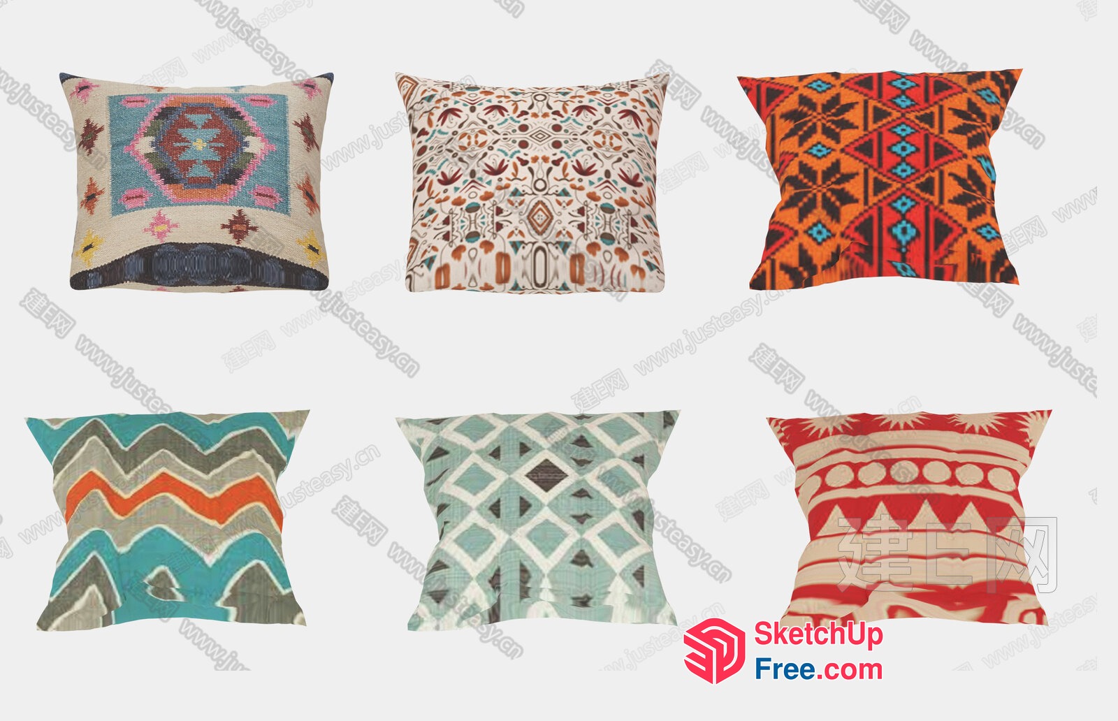 Vibrant Patterned Pillows 3D SketchUp File