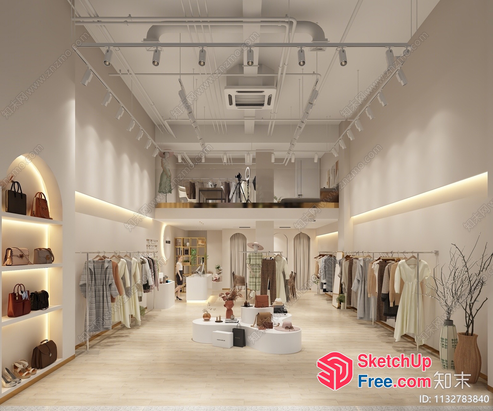 Modern Minimalist Interior Design For Clothing Store 3D SketchUp File