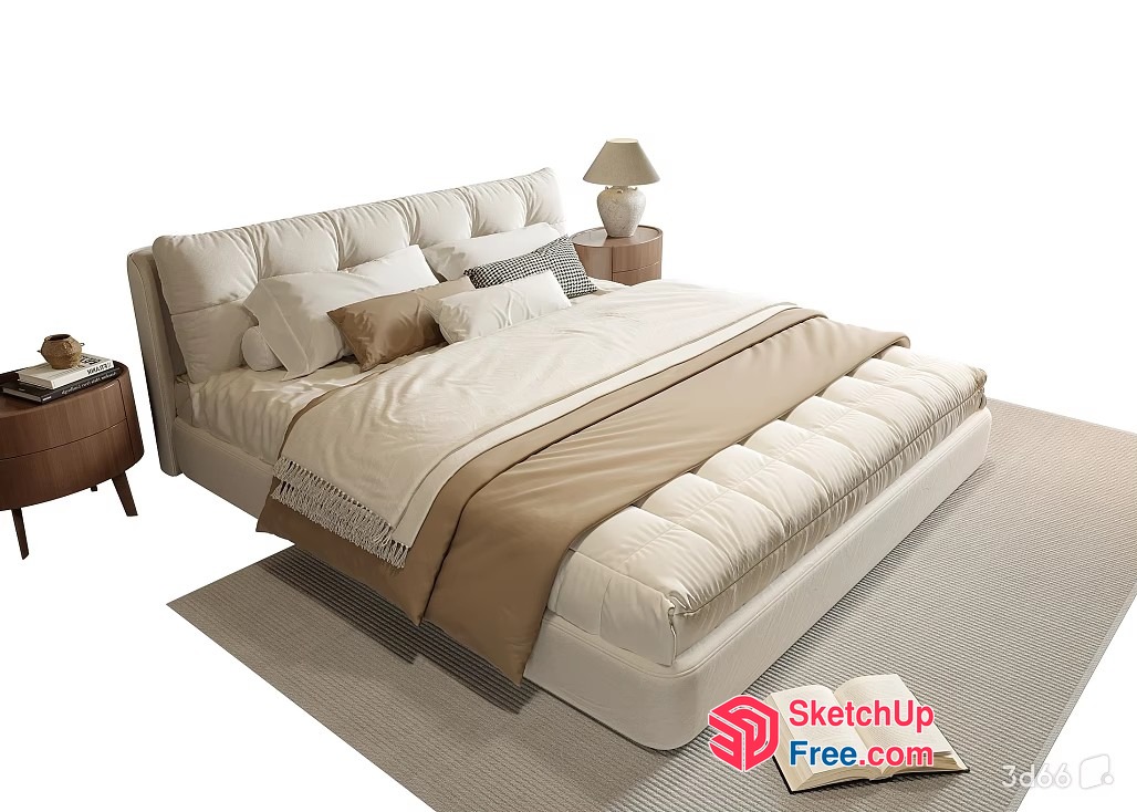 Modern Minimalist Bedroom Interior With Neutral Color Palette 3D SketchUp File
