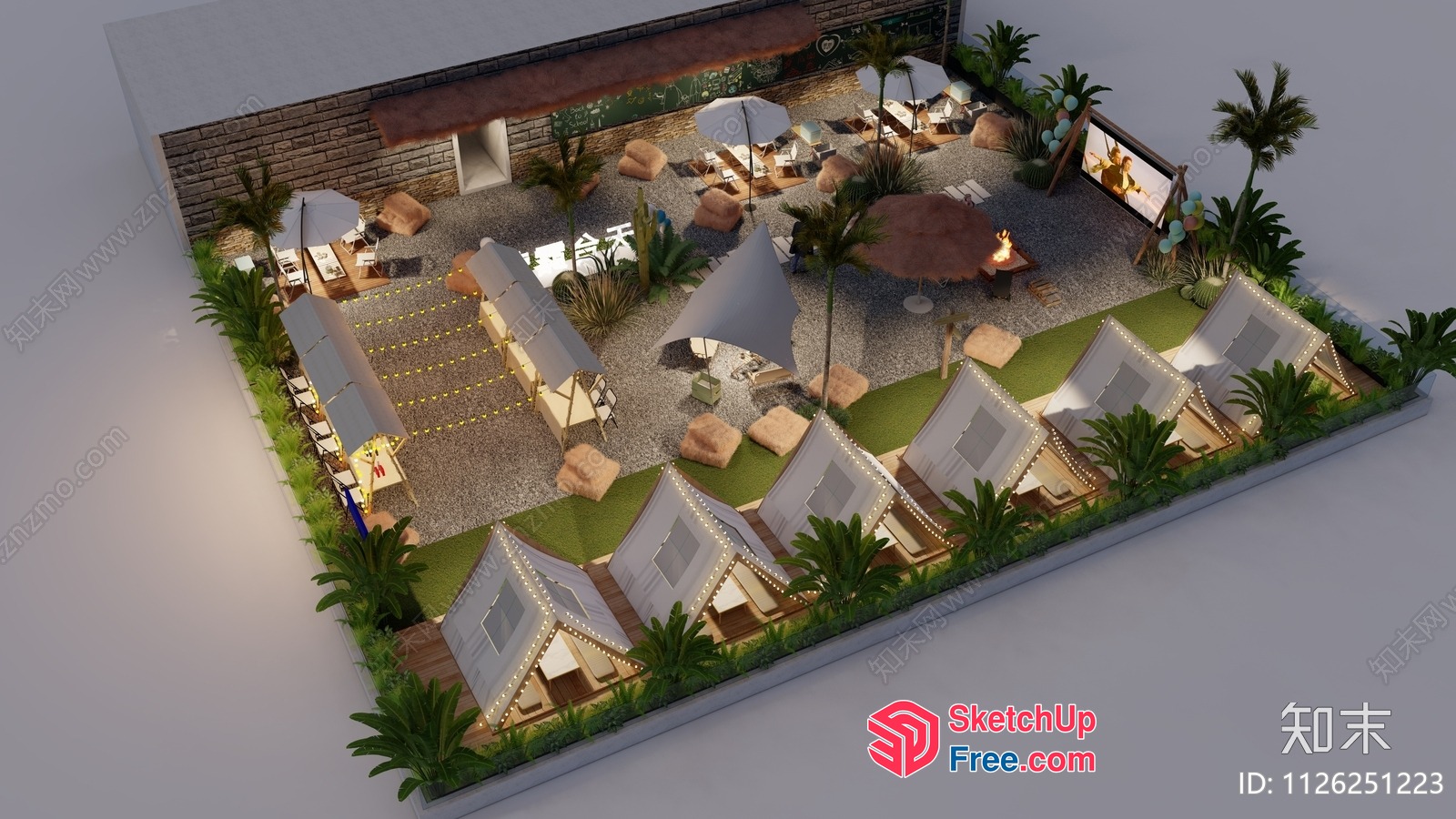 Exotic Outdoor Seating Area 3D SketchUp File