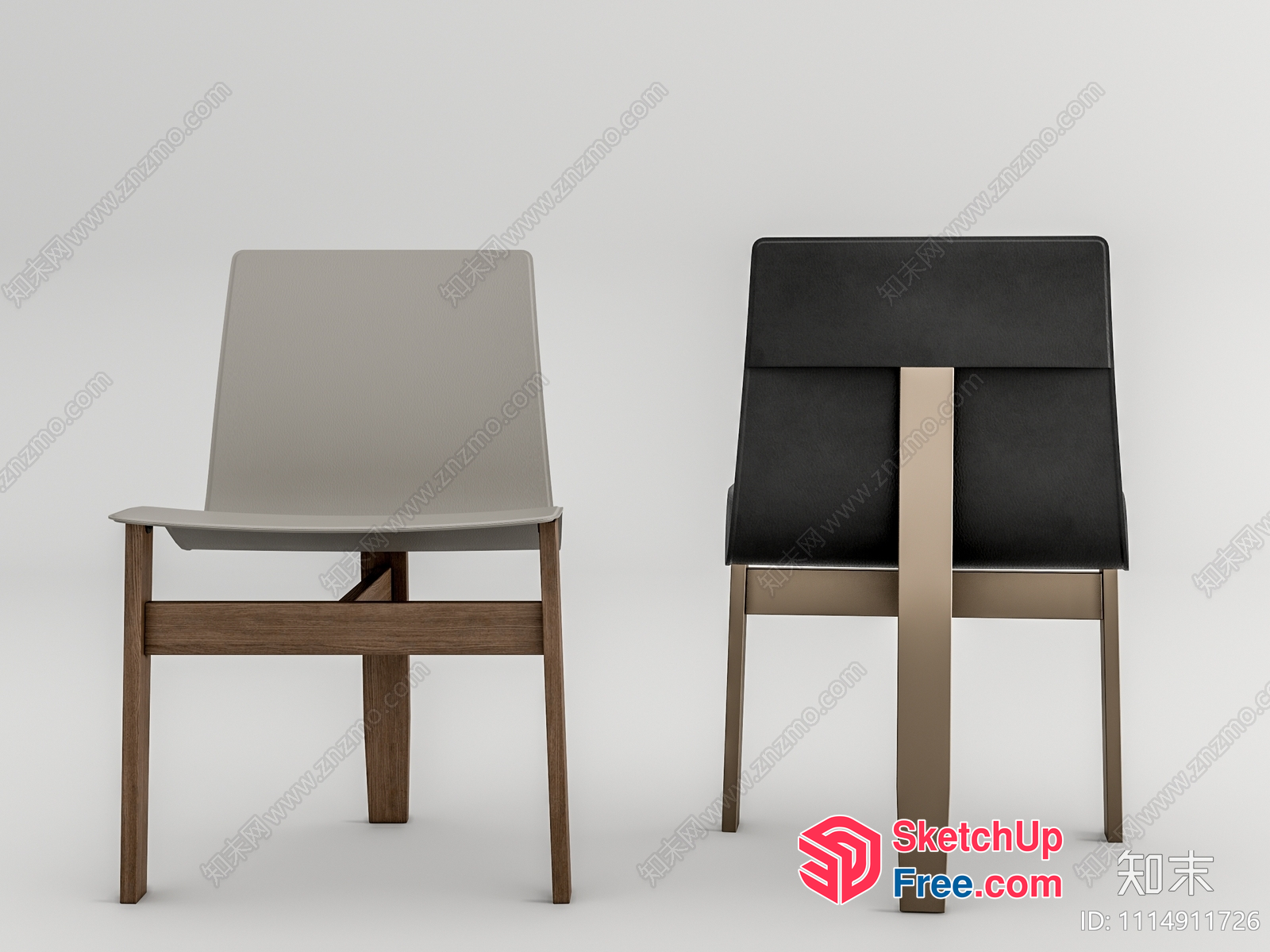 Two Modern Chairs In Neutral Tones 3D SketchUp File