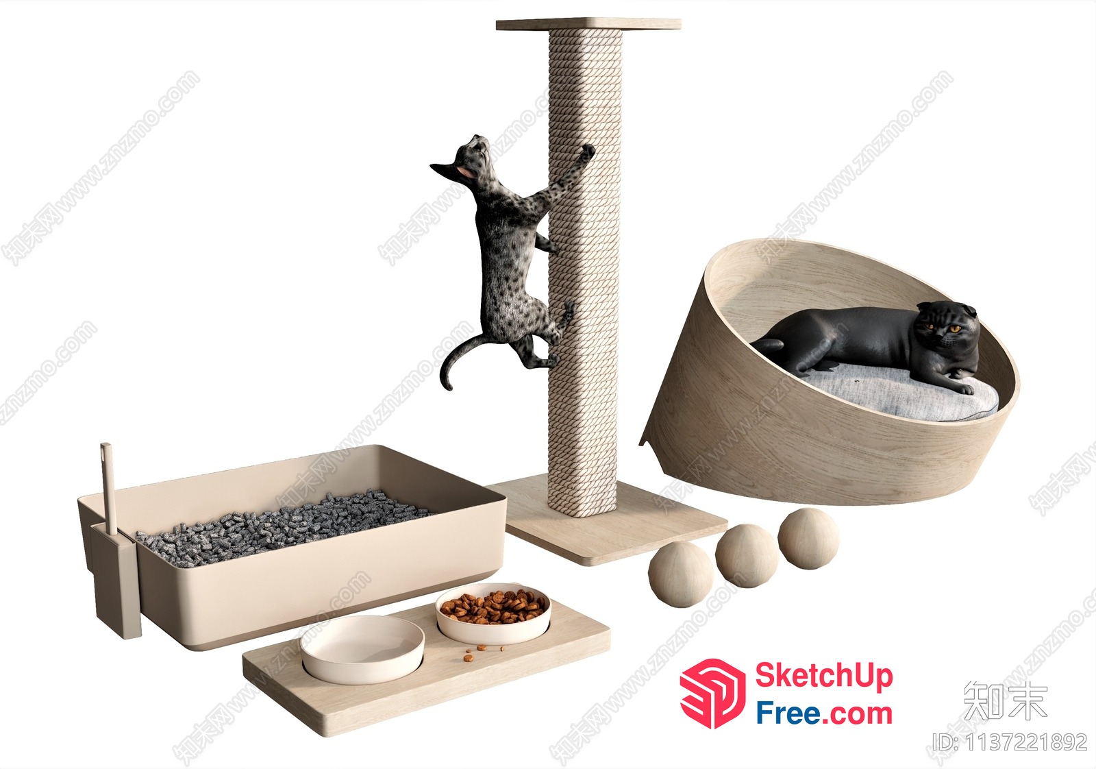 Modern Minimalist Cat Furniture Set 3D SketchUp File