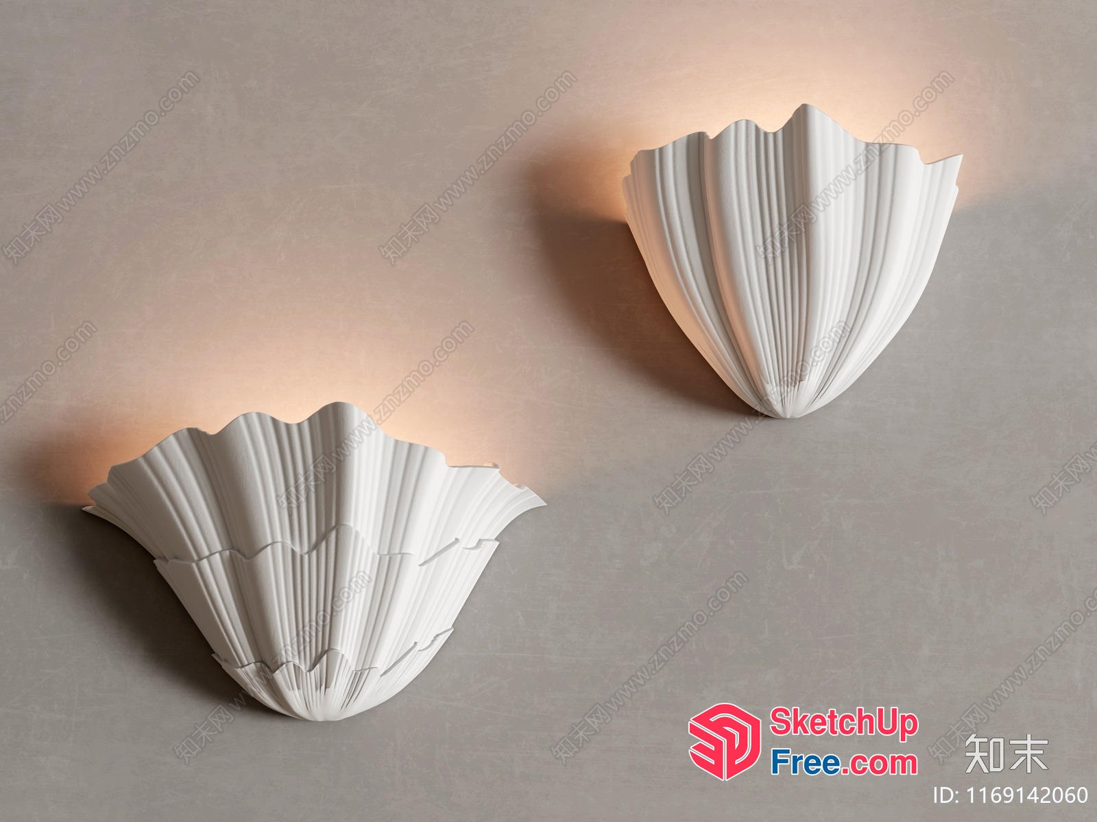 Elegant White Shell Wall Sconces 3D SketchUp File