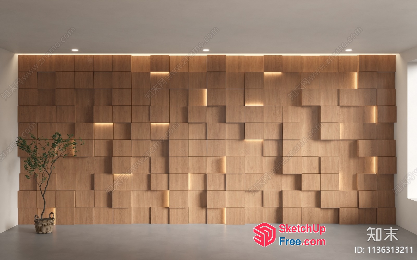 Modern Wooden Wall Accent 3D SketchUp File