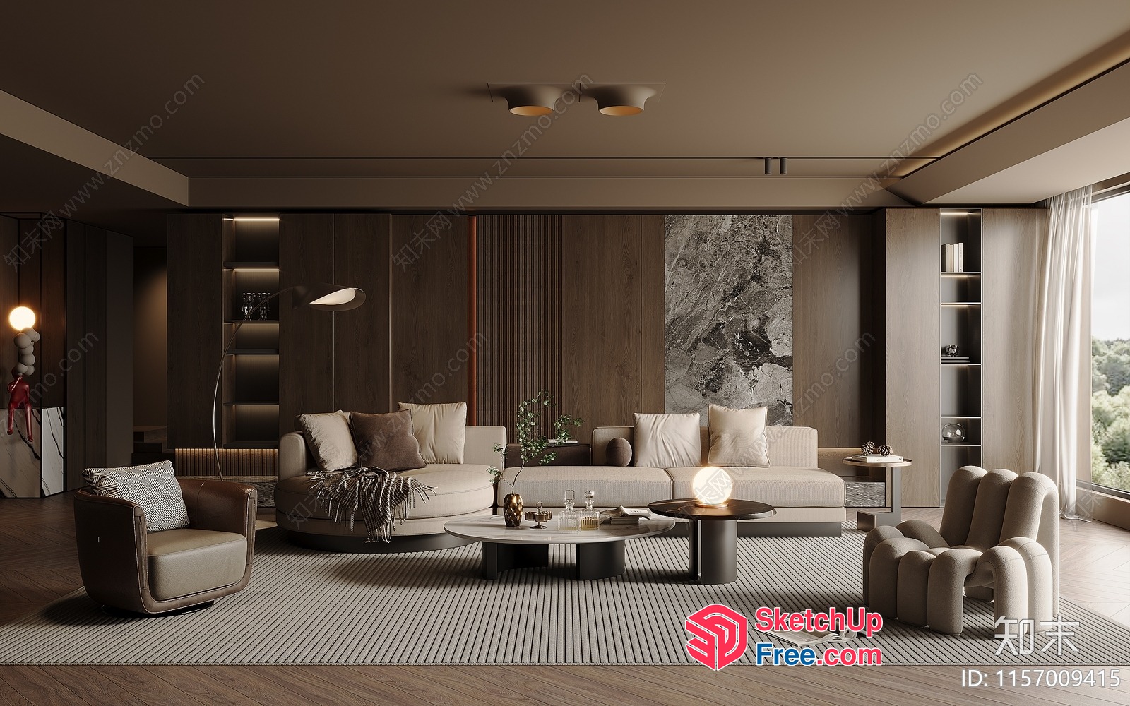 Modern Living Room With Neutral Tones And Natural Light 3D SketchUp File