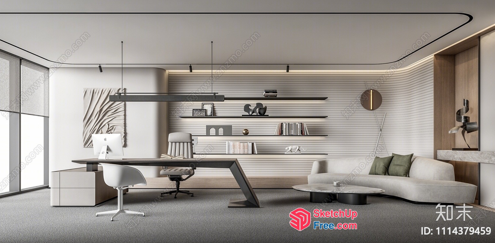Modern Minimalist Office Space With Sleek Furniture And Natural Light 3D SketchUp File