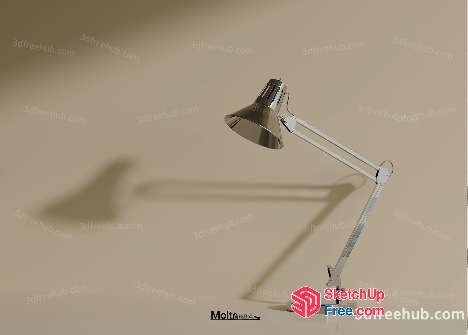 Silver Desk Lamp With Adjustable Arm 3D SketchUp File