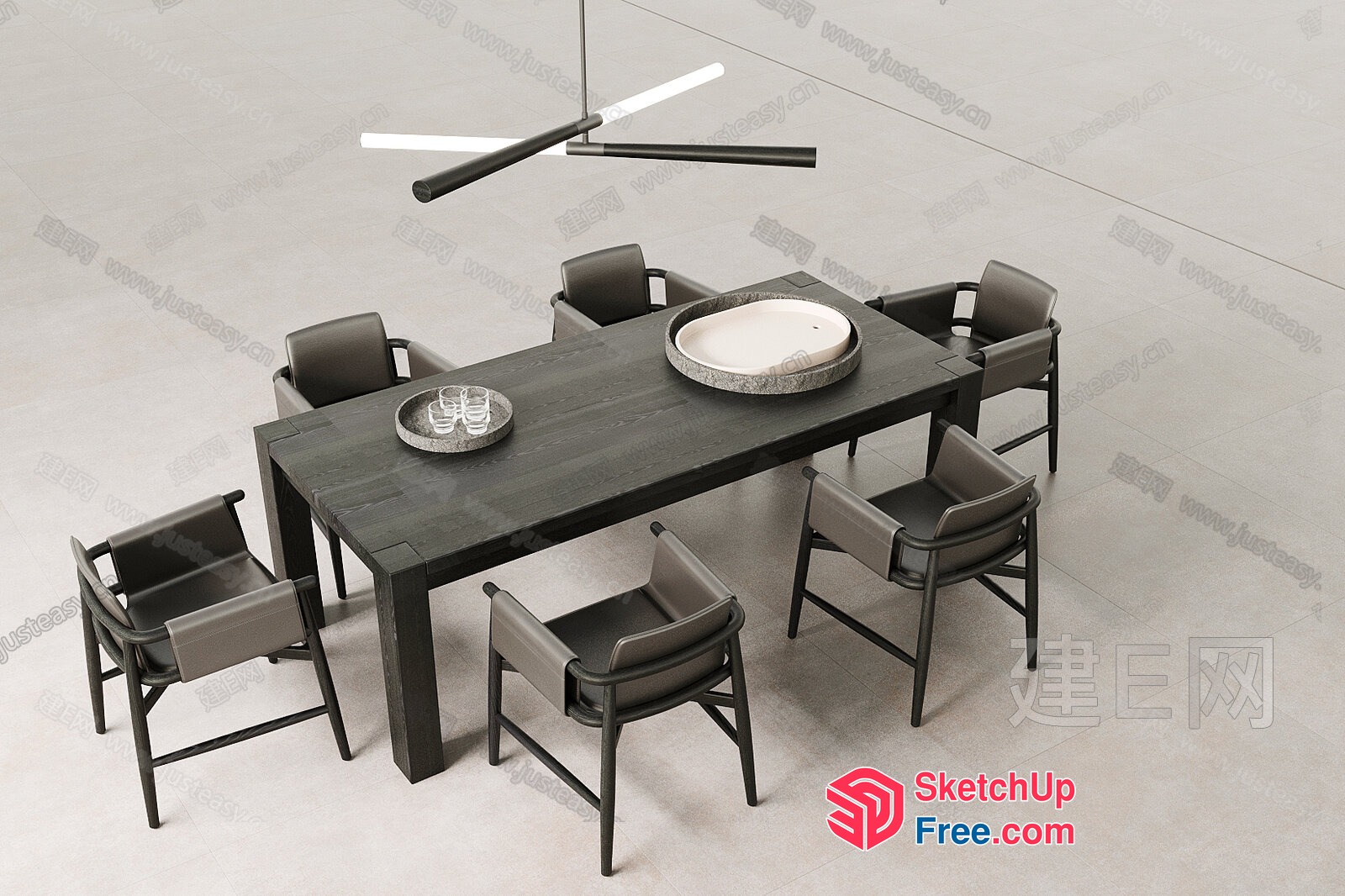Modern Minimalist Dining Table Set 3D SketchUp File