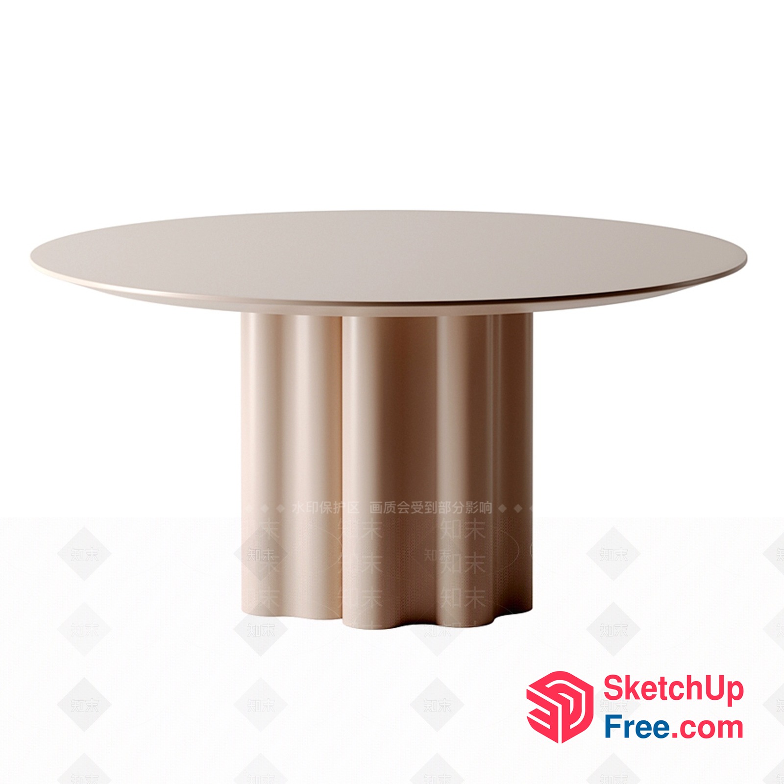 Round Table With Pillar Base 3D SketchUp File
