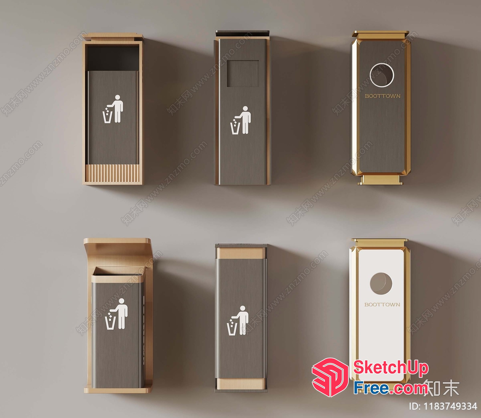 Modern Wall-Mounted Trash Can Designs 3D SketchUp File