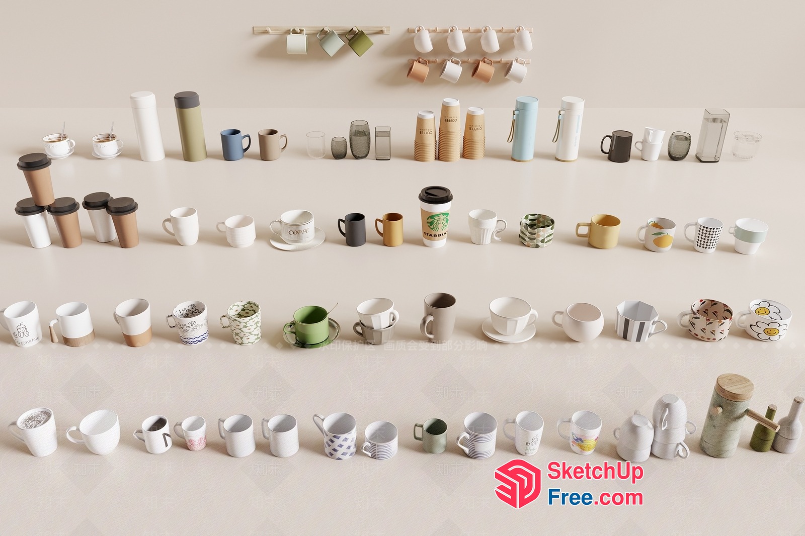 A Collection Of Coffee Mugs And Cups 3D SketchUp File