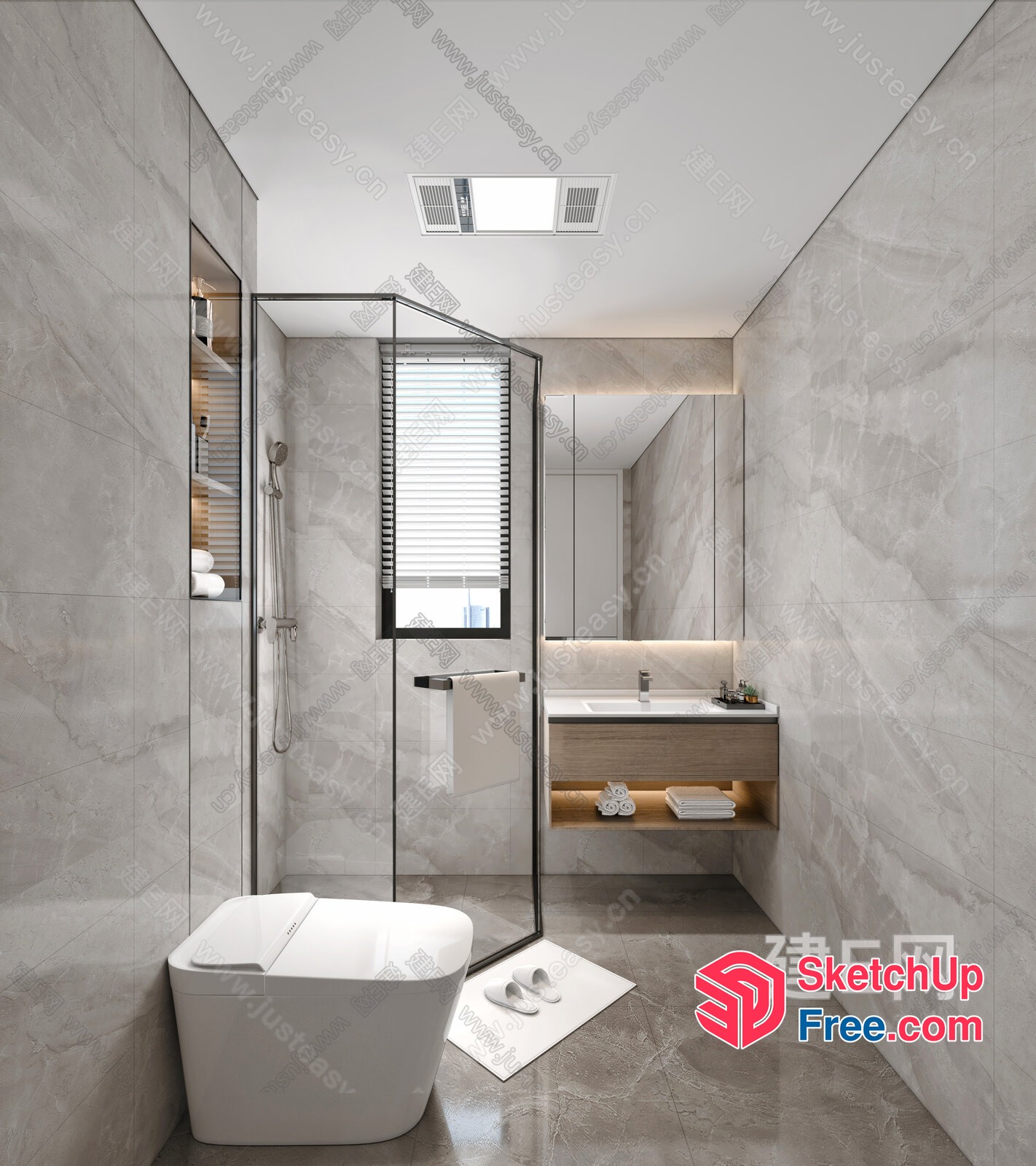 Modern Bathroom With Sleek Fixtures And Neutral Tones 3D SketchUp File