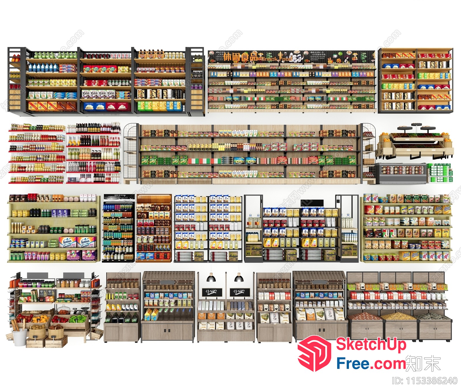 Supermarket Interior With Wide Range Of Products 3D SketchUp File