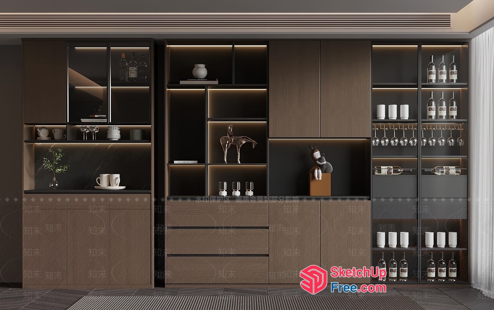 Modern Minimalist Kitchen And Dining Area 3D SketchUp File