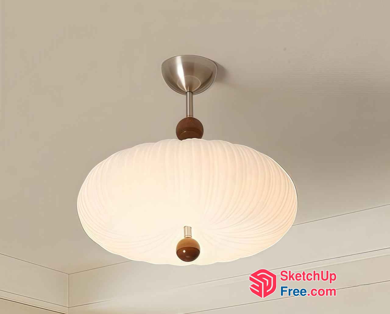 Elegant Hanging Light Fixture With White Shade 3D SketchUp File