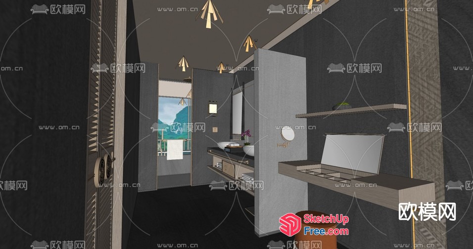 Modern Minimalist Office Space With Natural Light 3D SketchUp File