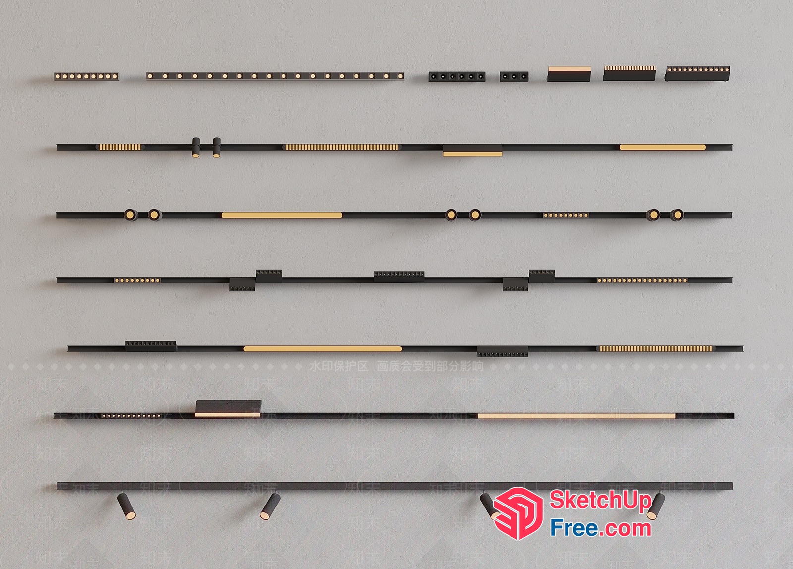 Modern Minimalist Black And Gold Wall Decor 3D SketchUp File