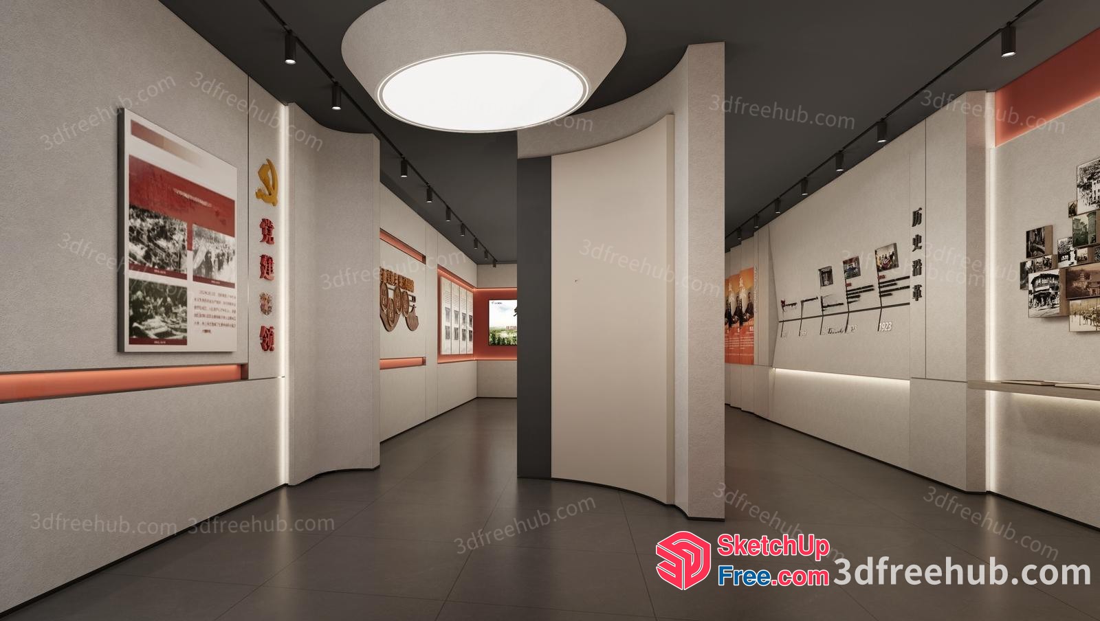 Modern Contemporary Gallery Space With Artwork 3D SketchUp File