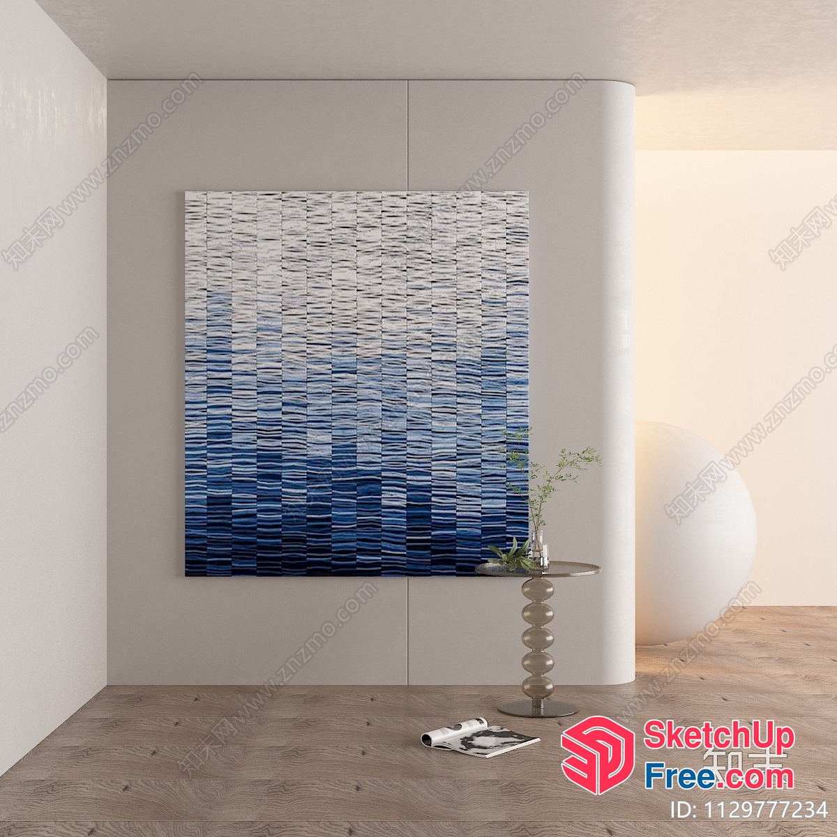 Modern Minimalist Style Blue And White Ombre Artwork 3D SketchUp File