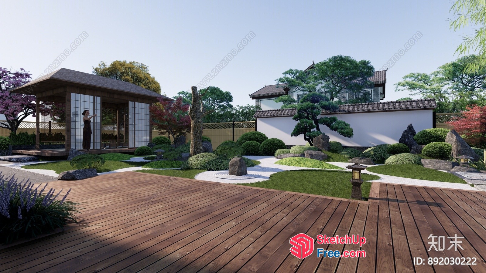 Serene Japanese Garden Scene 3D SketchUp File