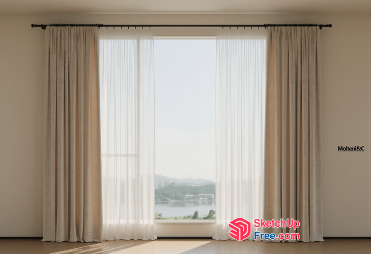 Large Window With Sheer Curtains And A View 3D SketchUp File