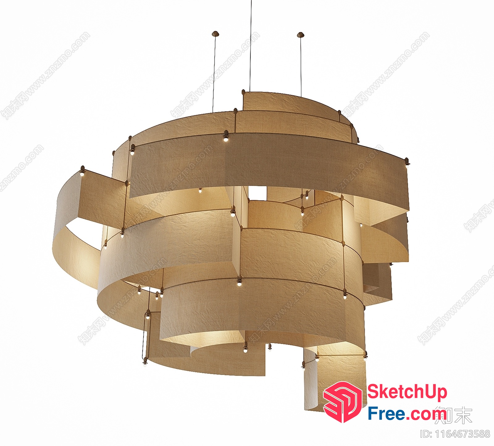 Elegant Light Fixture With Curved Wooden Accents 3D SketchUp File