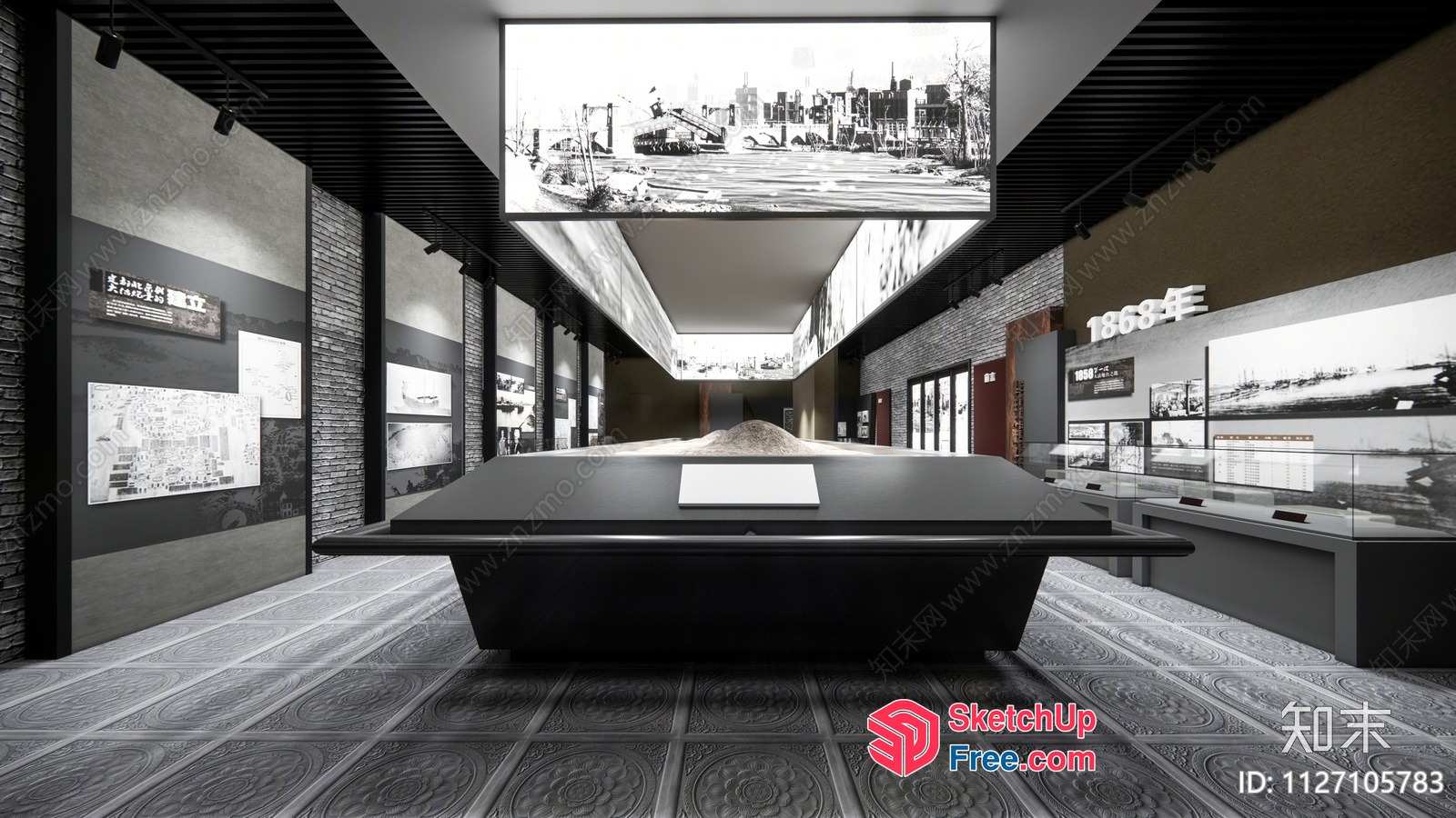 Black And White Museum Exhibit 3D SketchUp File