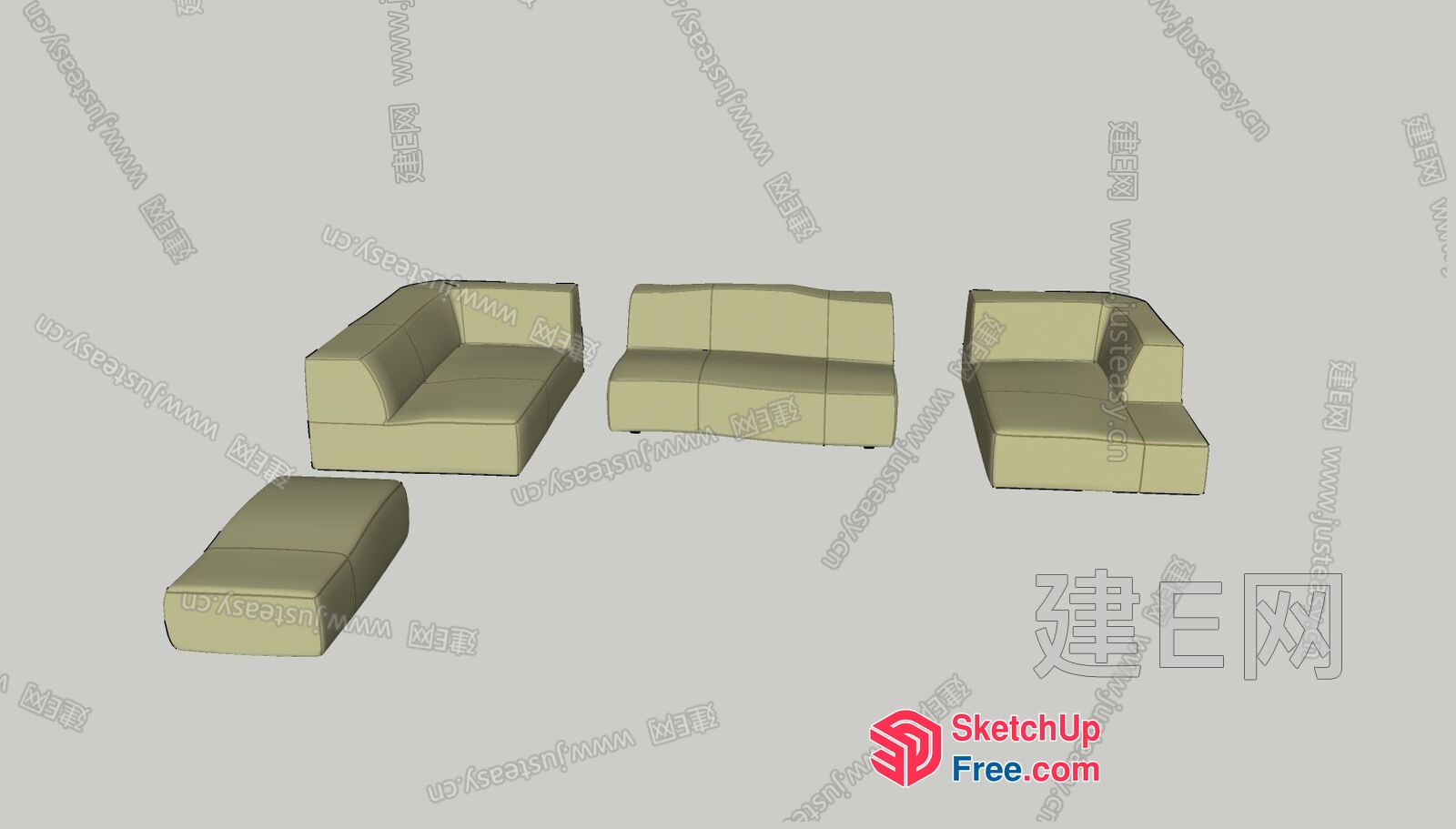 3D Model Of A Modern Living Room Furniture Set 3D SketchUp File