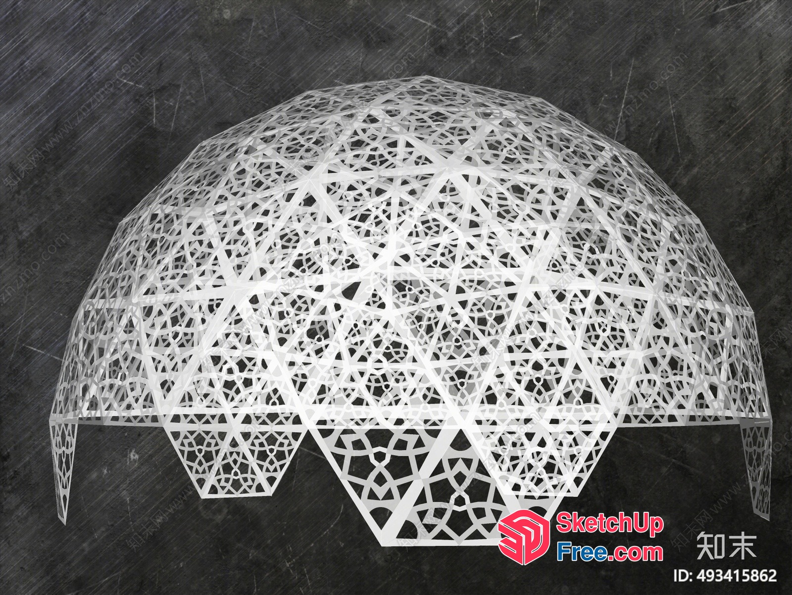 Intricate White Geometric Dome 3D SketchUp File