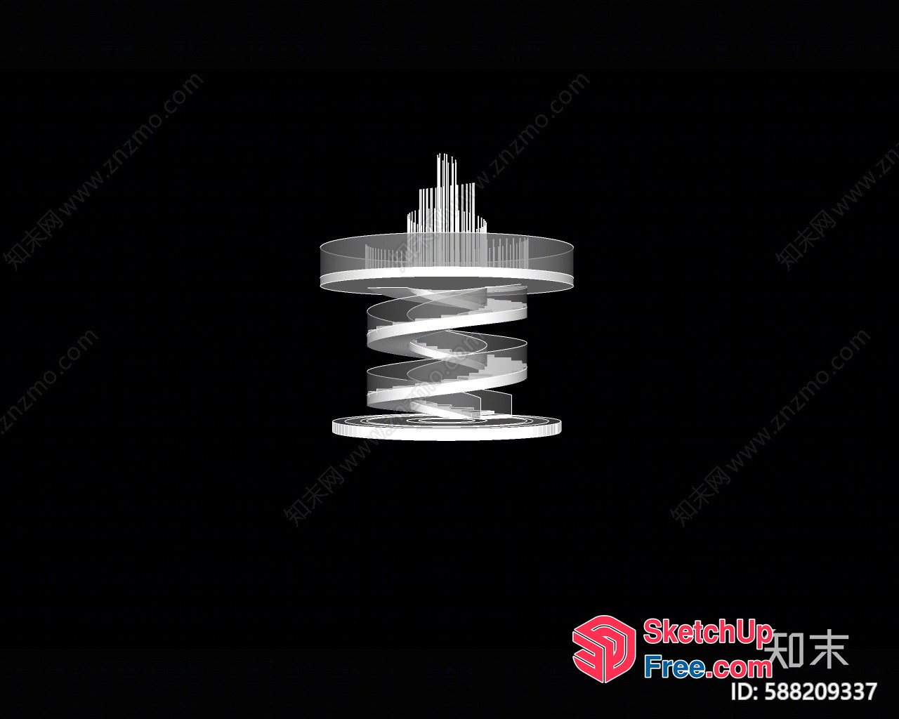 Modern Staircase Design With City Skyline 3D SketchUp File