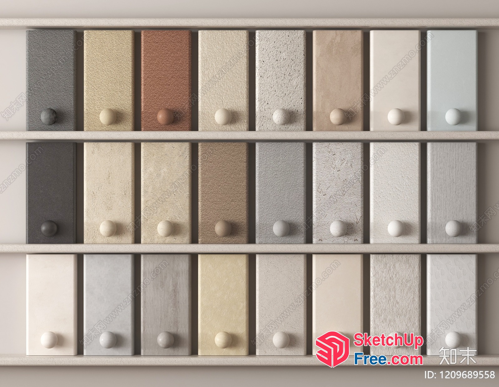 Colorful Cabinet Doors And Handles 3D SketchUp File