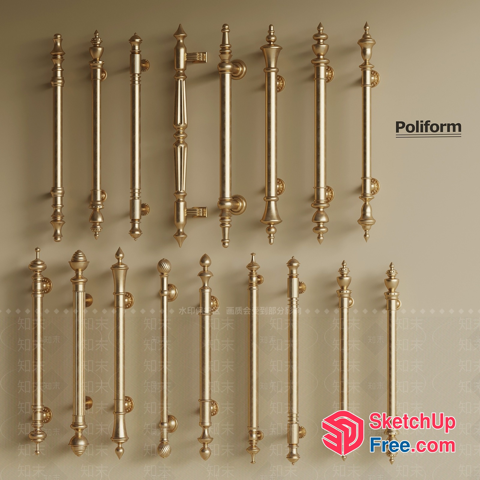 Ornate Door Handles 3D SketchUp File