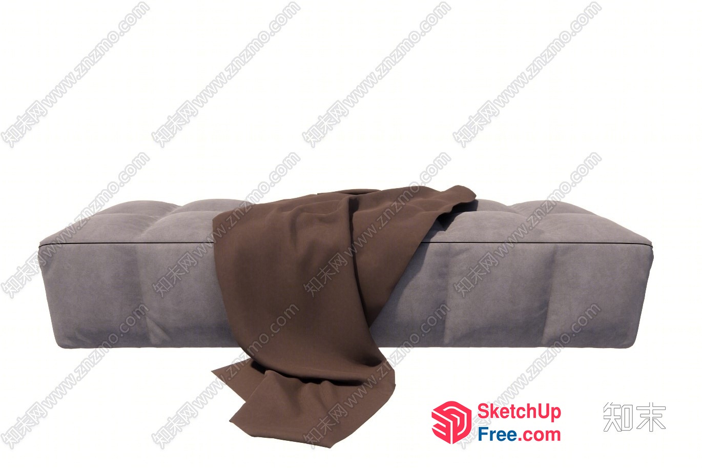 Rectangular Sofa With Brown Blanket 3D SketchUp File