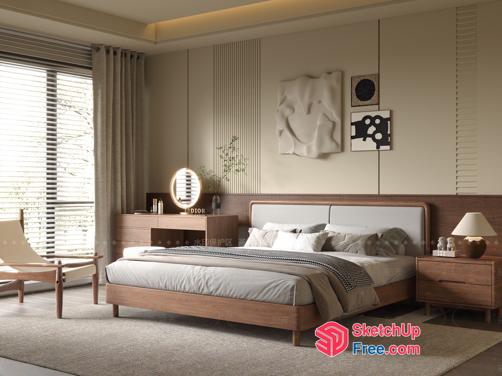 Elegant Modern Bedroom Interior 3D SketchUp File