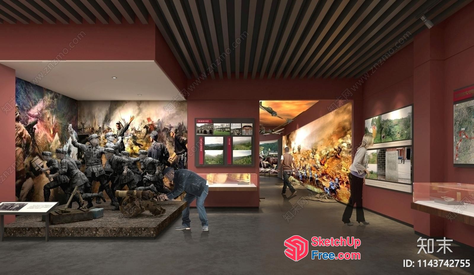 Museum Interior With Ancient Battle Scene 3D SketchUp File