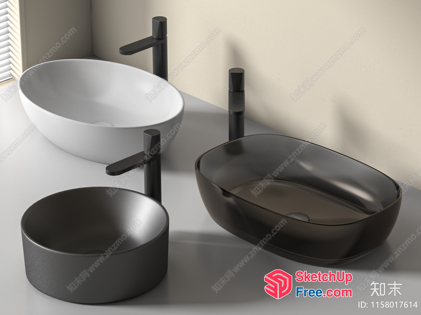Modern Bathroom Sinks In Black And White 3D SketchUp File