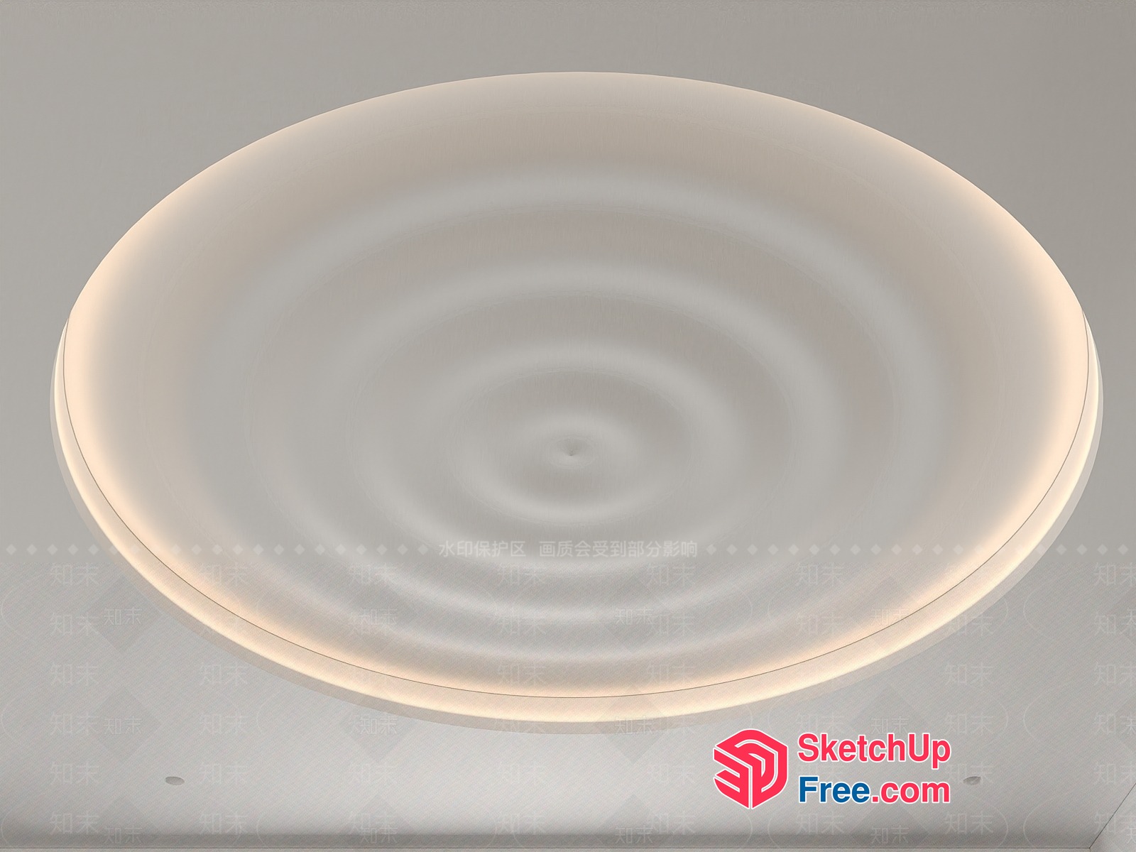 Circular Ceiling Light Fixture With Soft Lighting Effect 3D SketchUp File