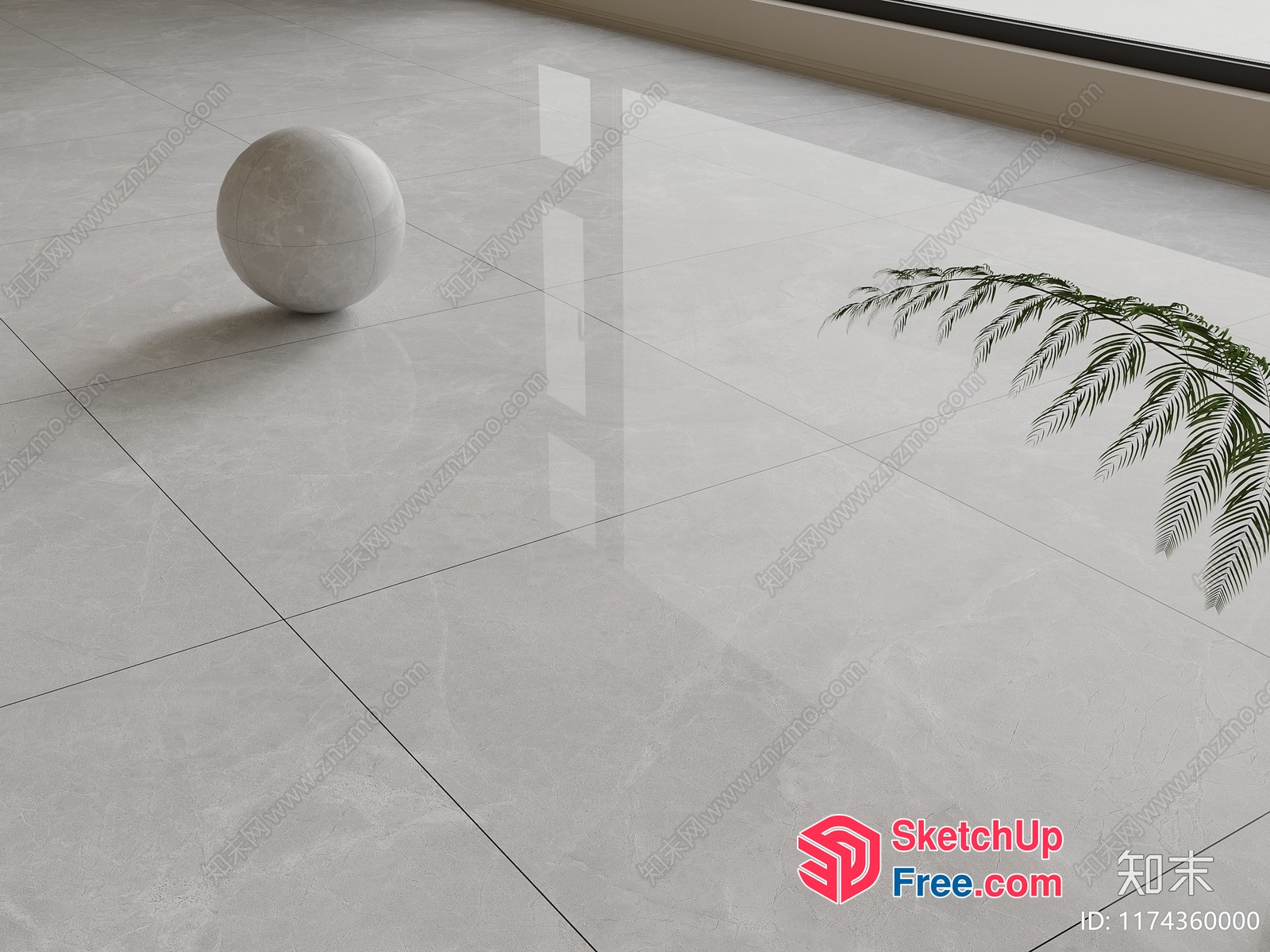 Clean Minimalist Interior With A Single Palm Tree 3D SketchUp File